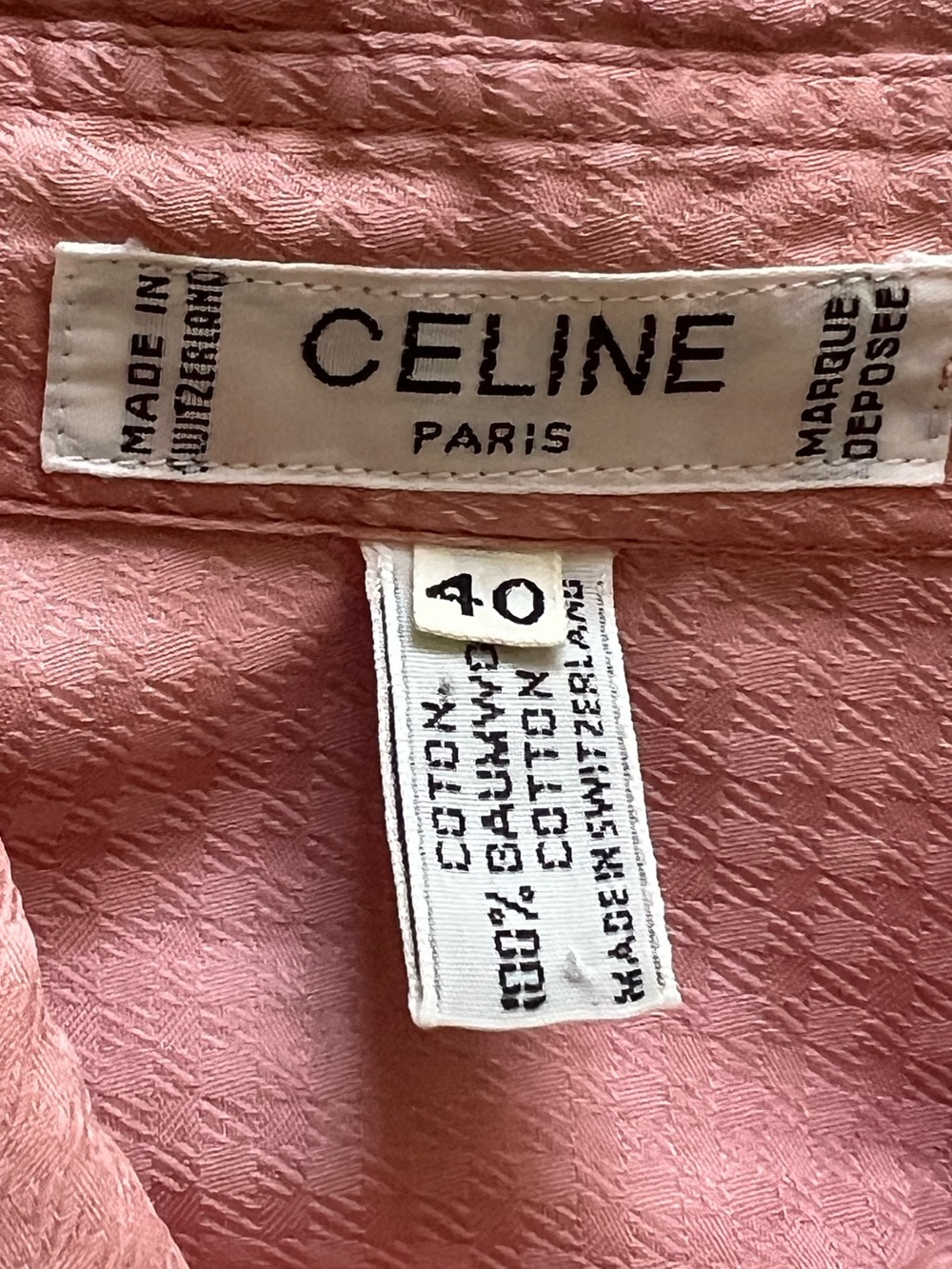 Vintage Celine Paris Pink Jacquard Cotton Monogram Blouse M - Picture 4 of 5